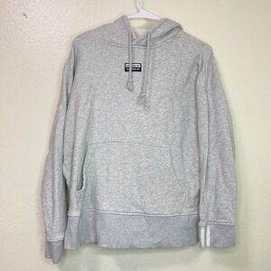Adidas Originals Men Heather Grey Double Trefoil Logo Pullover Hoodie Small